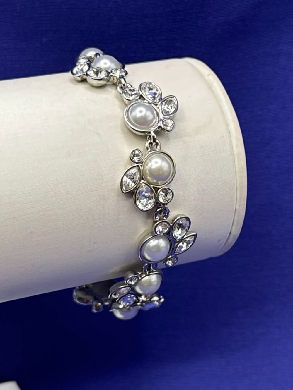 Givenchy Faux Pearl & Crystal Silver-Tone Bracelet